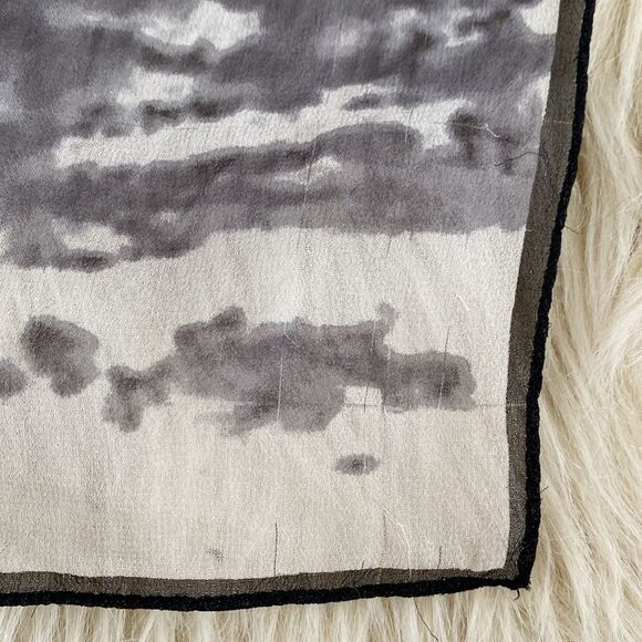 Diesel Abstract Black and Gray Silk Scarf 28 x 28” logo printed Art to Wear Emo - Picture 4 of 5